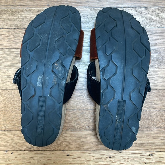 Suede Gold Buckle Slide Sandals - Picture 4 of 4